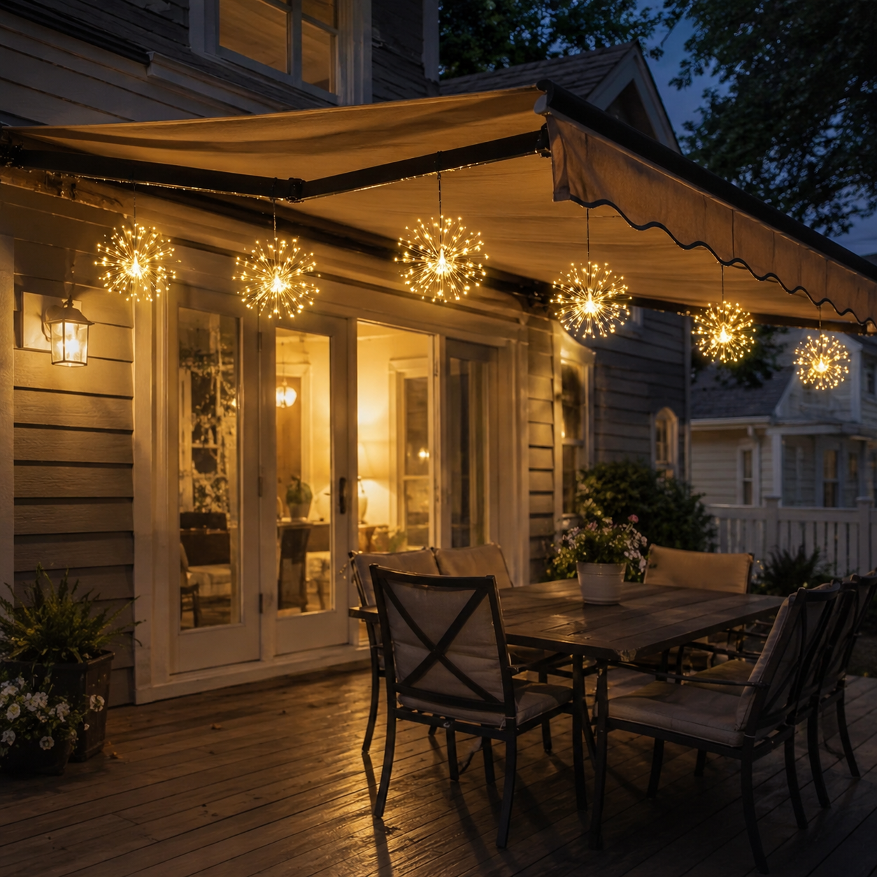 Solar Powered Hanging Firework Lights For Patio Garden And Trees