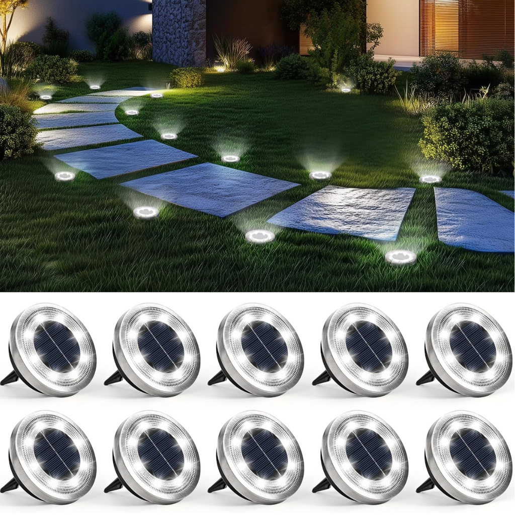Outdoor Solar Powered Waterproof Pathway Ground Lights For Yard Garden And Driveway