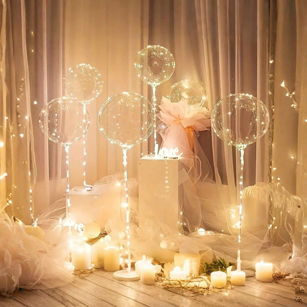 LED Balloon String Lights With Transparent Bobo Ball Design For Party