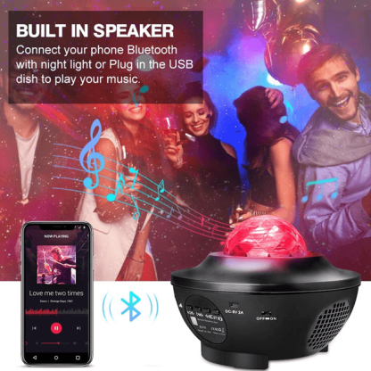 Starry Night Light Galaxy Projector With Bluetooth Speaker - Solar Flame Torch