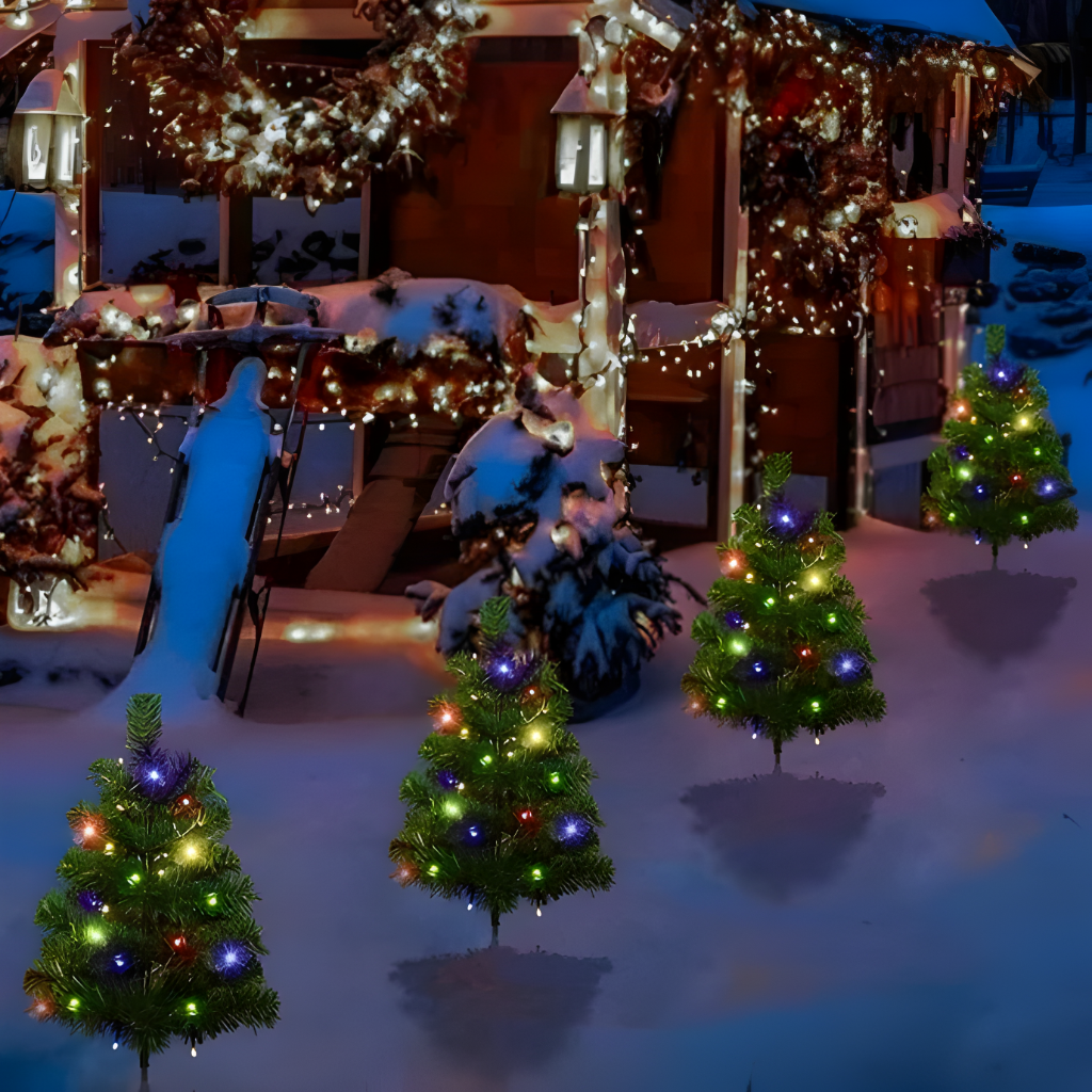 Color Changing LED Christmas Pathway Trees For Outdoor Decor