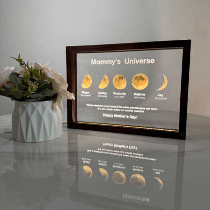 Custom Moon Phase Light Frame for Mommy - Solar Flame Torch