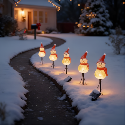 Solar Powered Snowman Outdoor Decorative Path Lights