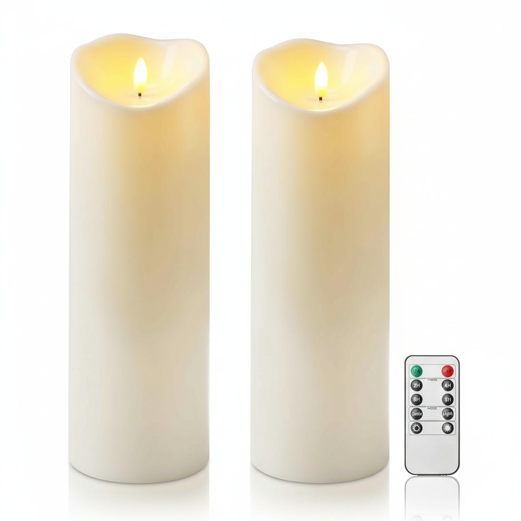 Dripping Wax Flameless LED Pillar Candles Battery Operated With Remote Control And Timer