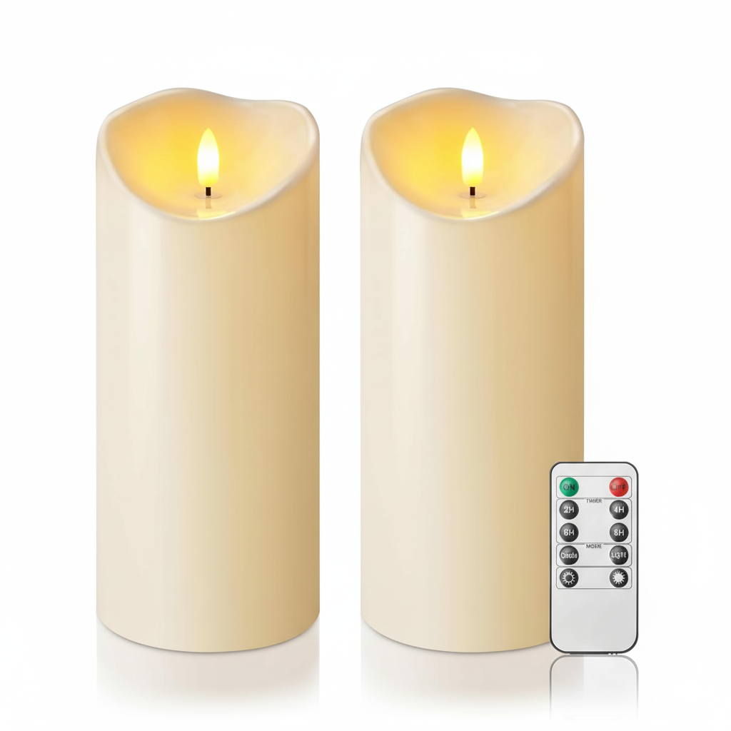Dripping Wax Flameless LED Pillar Candles Battery Operated With Remote Control And Timer