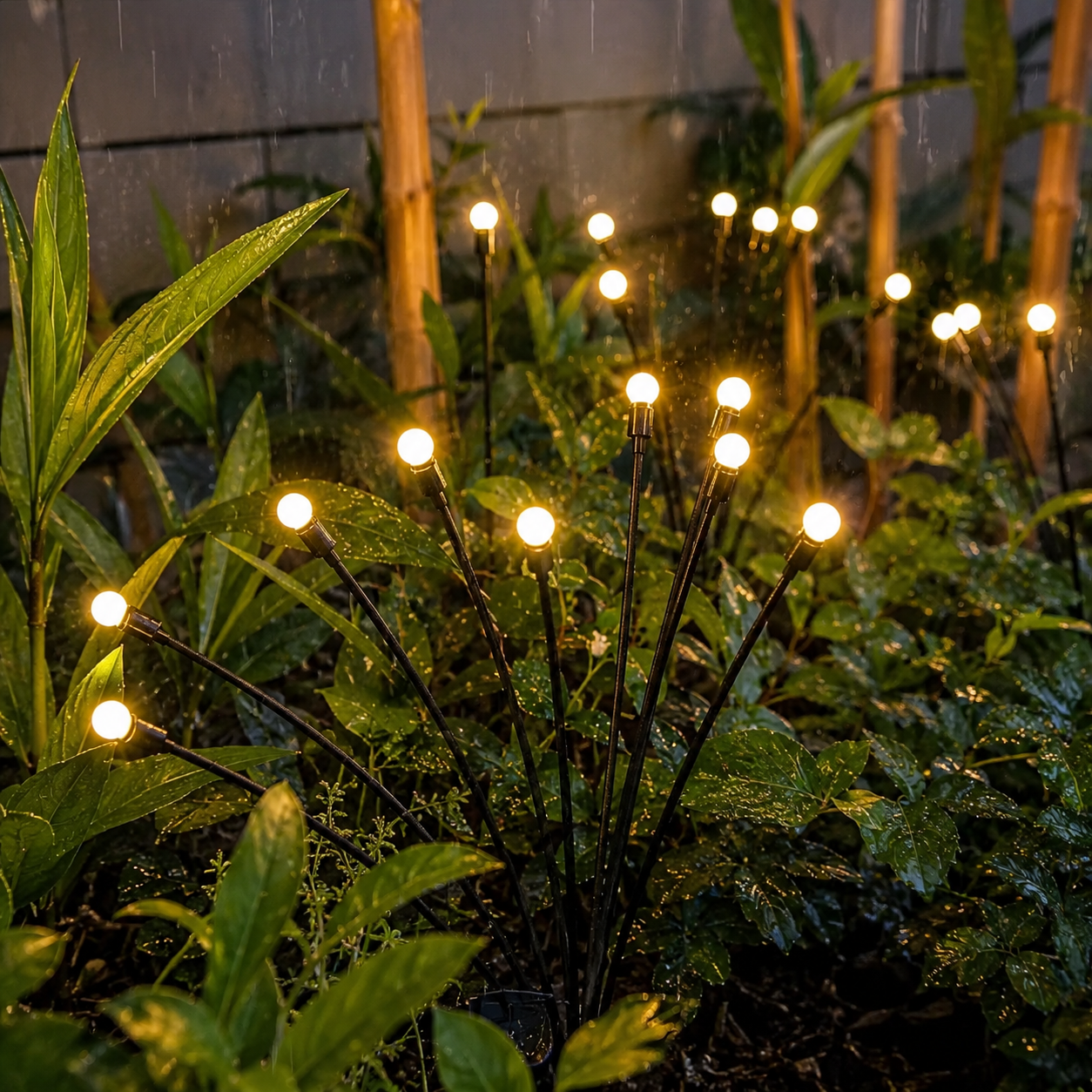 Pack Of 8 Solar Firefly Lawn Lights For Garden And Festival Decor