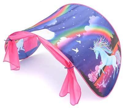 Children's Unicorn Foldable Bed with Mosquito Net - Solar Flame Torch