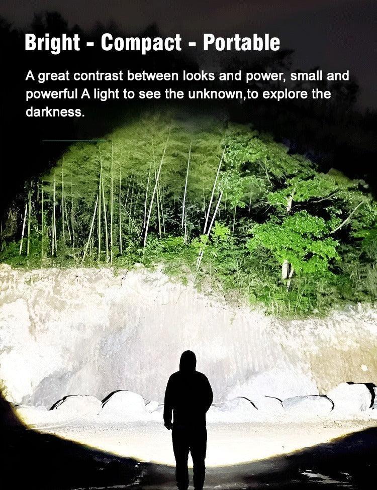 Rechargeable Long Range LED Flashlight - Solar Flame Torch