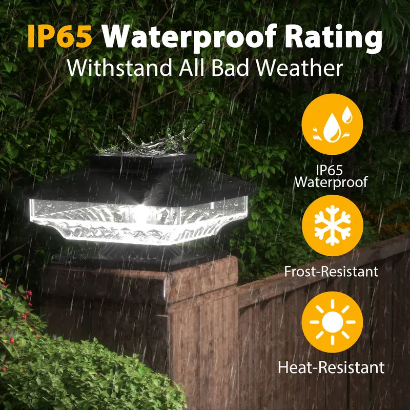 Solar Post Lights, Outdoor Decorative Post cap Light, Solar Powered white Shell Caps, Brightness Warm White LED Lighting for Fence Deck Patio,Wooden Posts 1