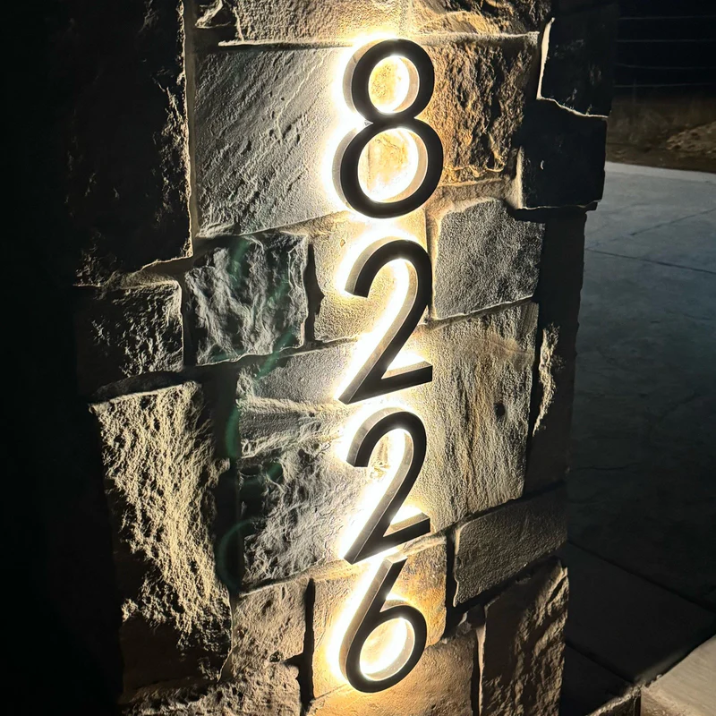 Solar Powered LED House Number Light With Wall Mount Design