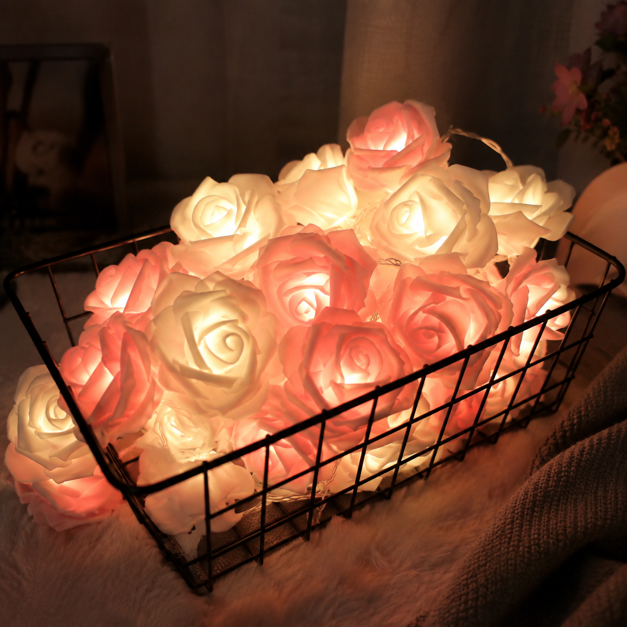 LED Rose String Lights For Wedding Garden And Room Decoration