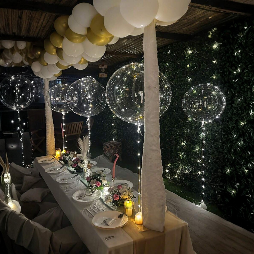 LED Balloon String Lights With Transparent Bobo Ball Design For Party