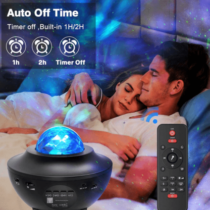 Starry Night Light Galaxy Projector With Bluetooth Speaker - Solar Flame Torch