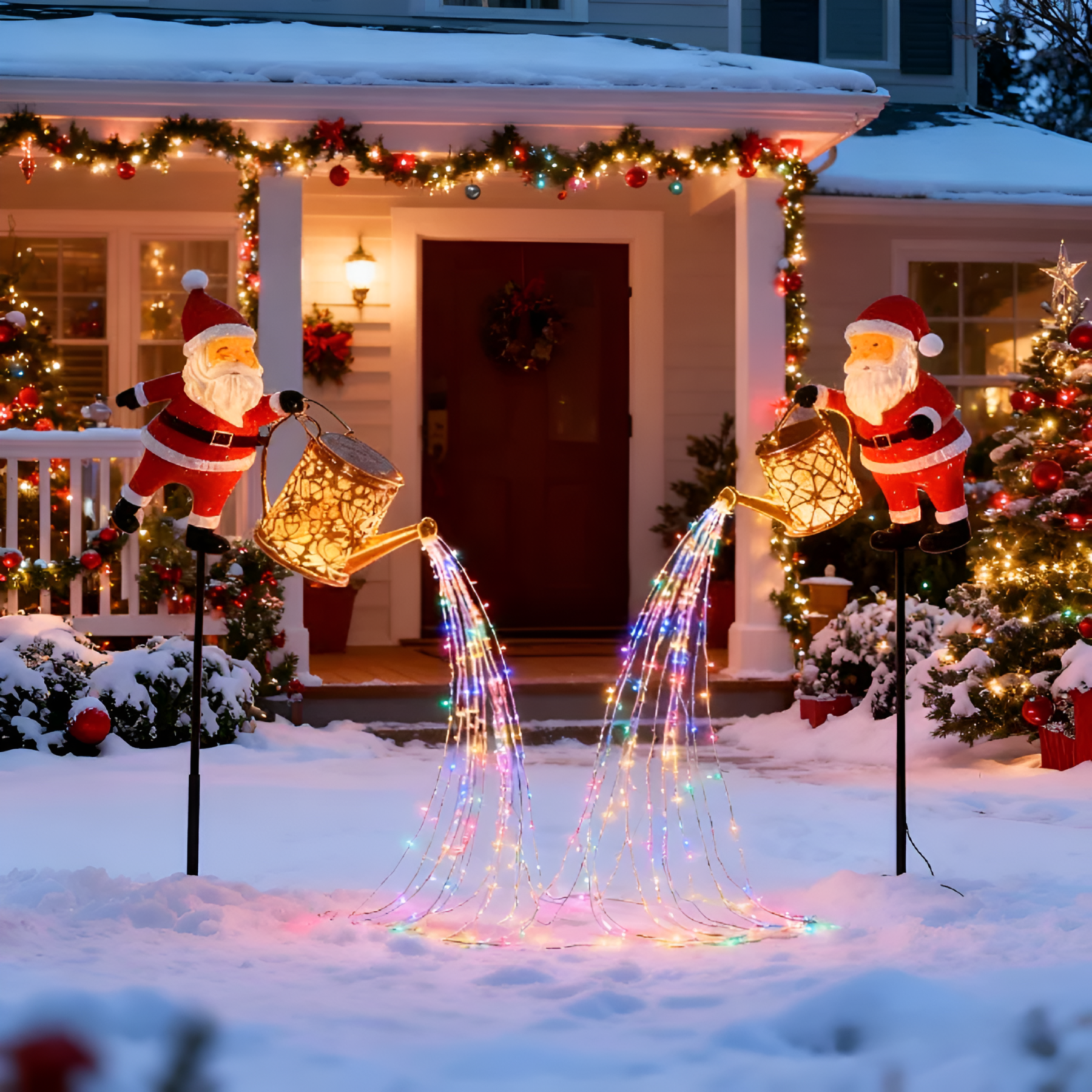 Solar Powered Santa Decorative Garden Kettle Light
