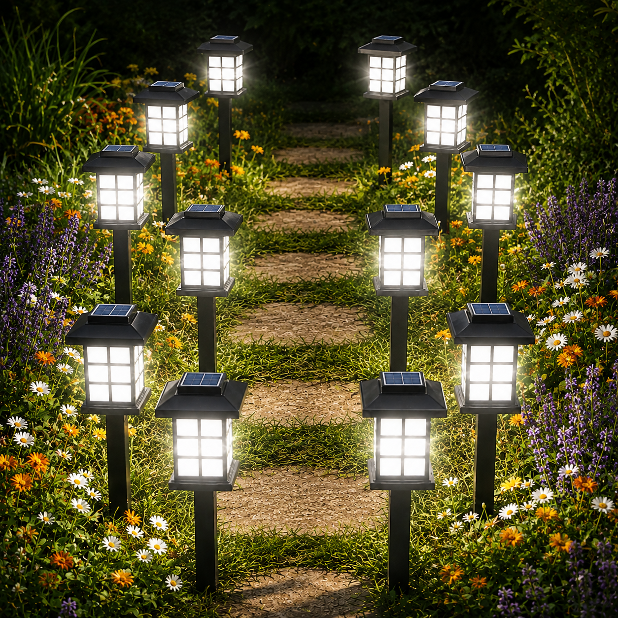 Solar LED Pathway Lights For Garden And Driveway Decor