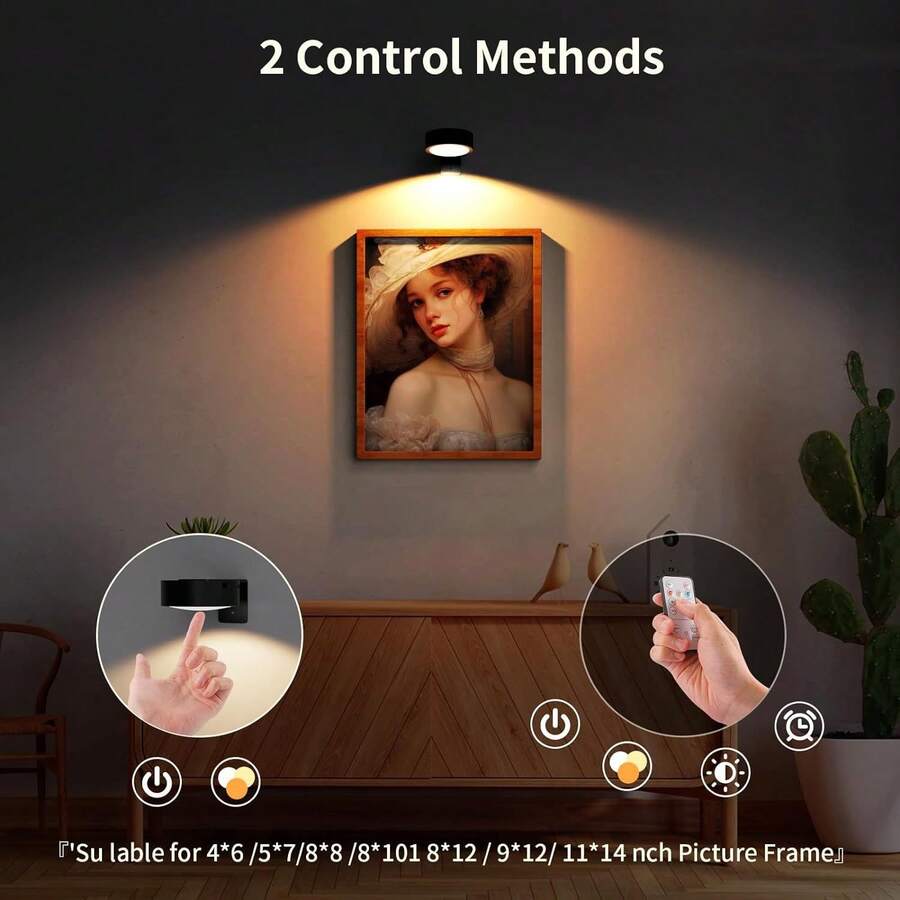 1/3/6pcs Led Wireless Metal Wall Art LED Picture Lights, Wall Lamp, Fairy Lights, Night Light, Book Light, Led Lights Picture Frame Artworking Portrait, Stairs, Corridors, Bedroom Decoration, Living Room,Party Decorations,Home Decor,Room Decor - Three Colors Of Light - View 12