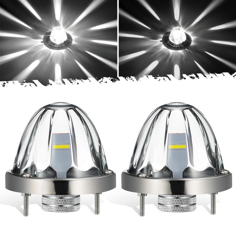 2 Pcs Glass Watermelon Lights Clear Lens White LED Running Light for Trucks