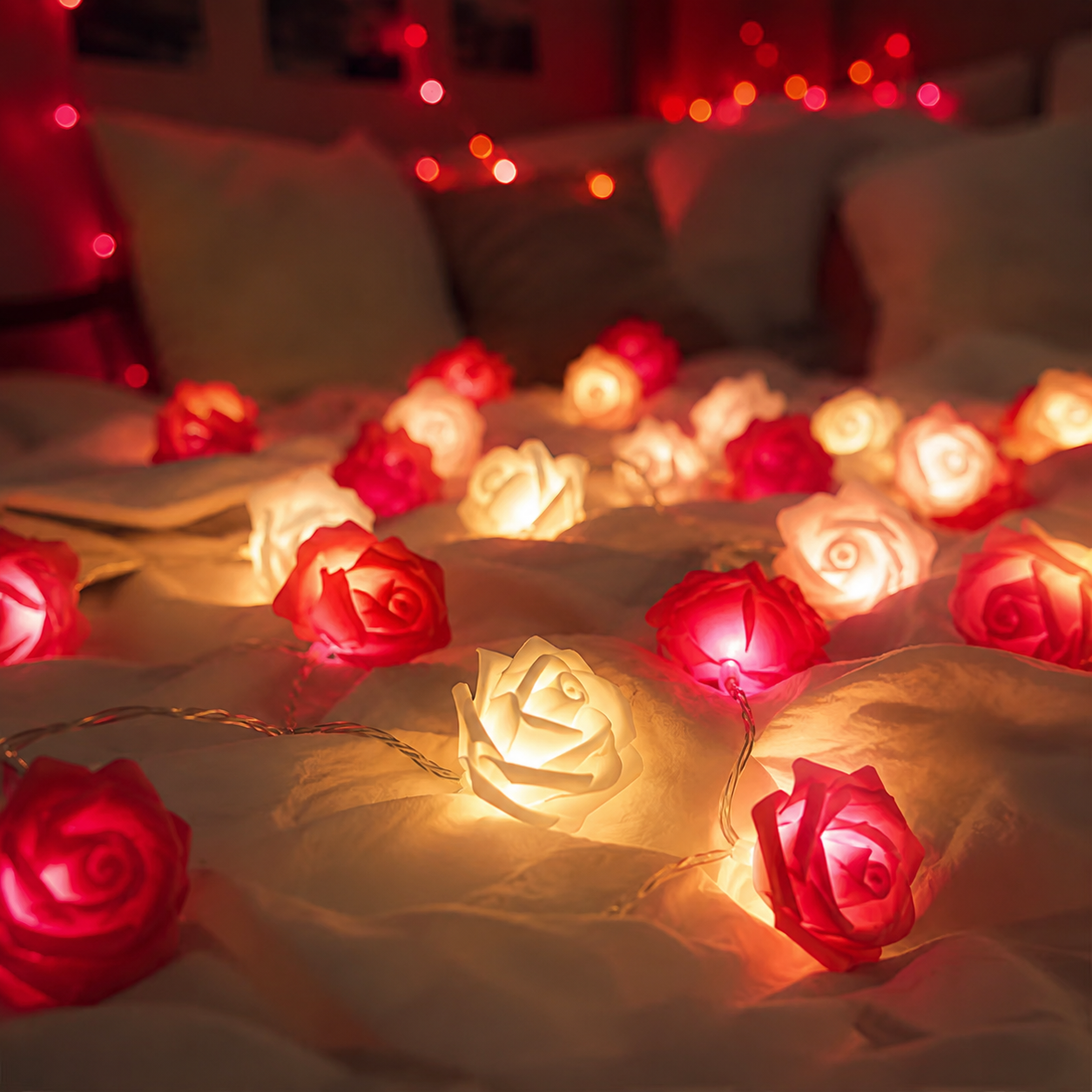 LED Rose String Lights For Wedding Garden And Room Decoration