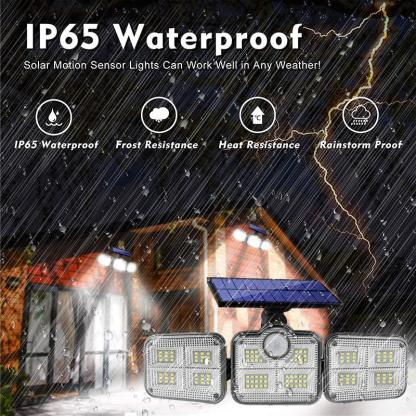 171LED 3 Head Motion Sensor Wall Lamp - Solar Flame Torch