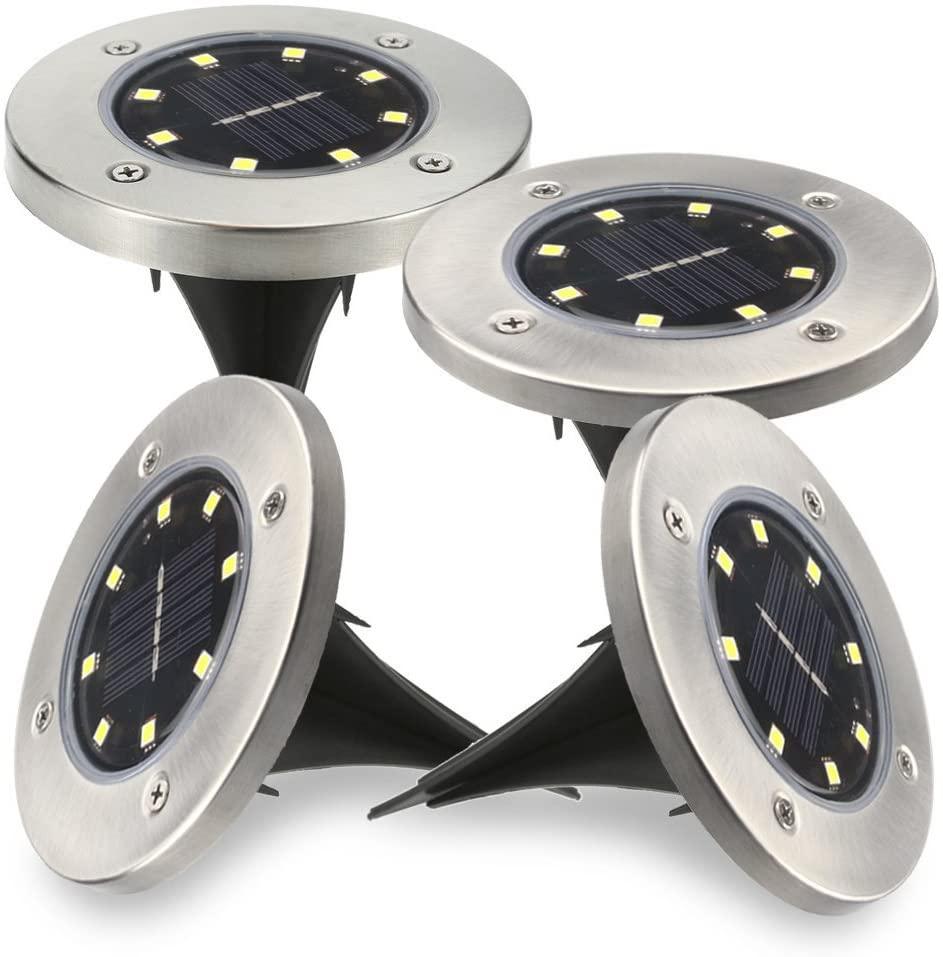 Solar LED Pathway Disk Lights - Solar Flame Torch