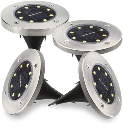 Solar LED Pathway Disk Lights - Solar Flame Torch