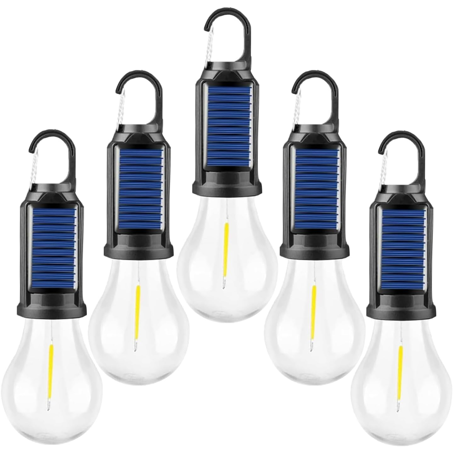 Pack Of 5 Solar Rechargeable LED Tent Light Set