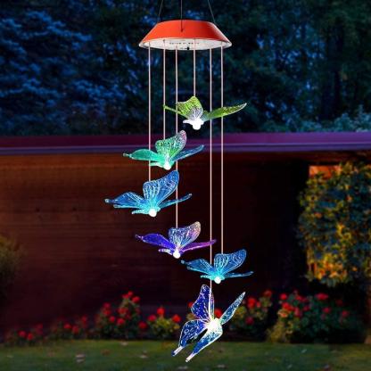Solar Wind Chime With Color Changing LED Waterproof Outdoor Decorative Lights - Solar Flame Torch