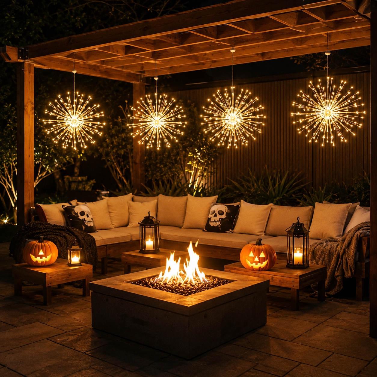Solar Powered Hanging Firework Lights For Patio Garden And Trees