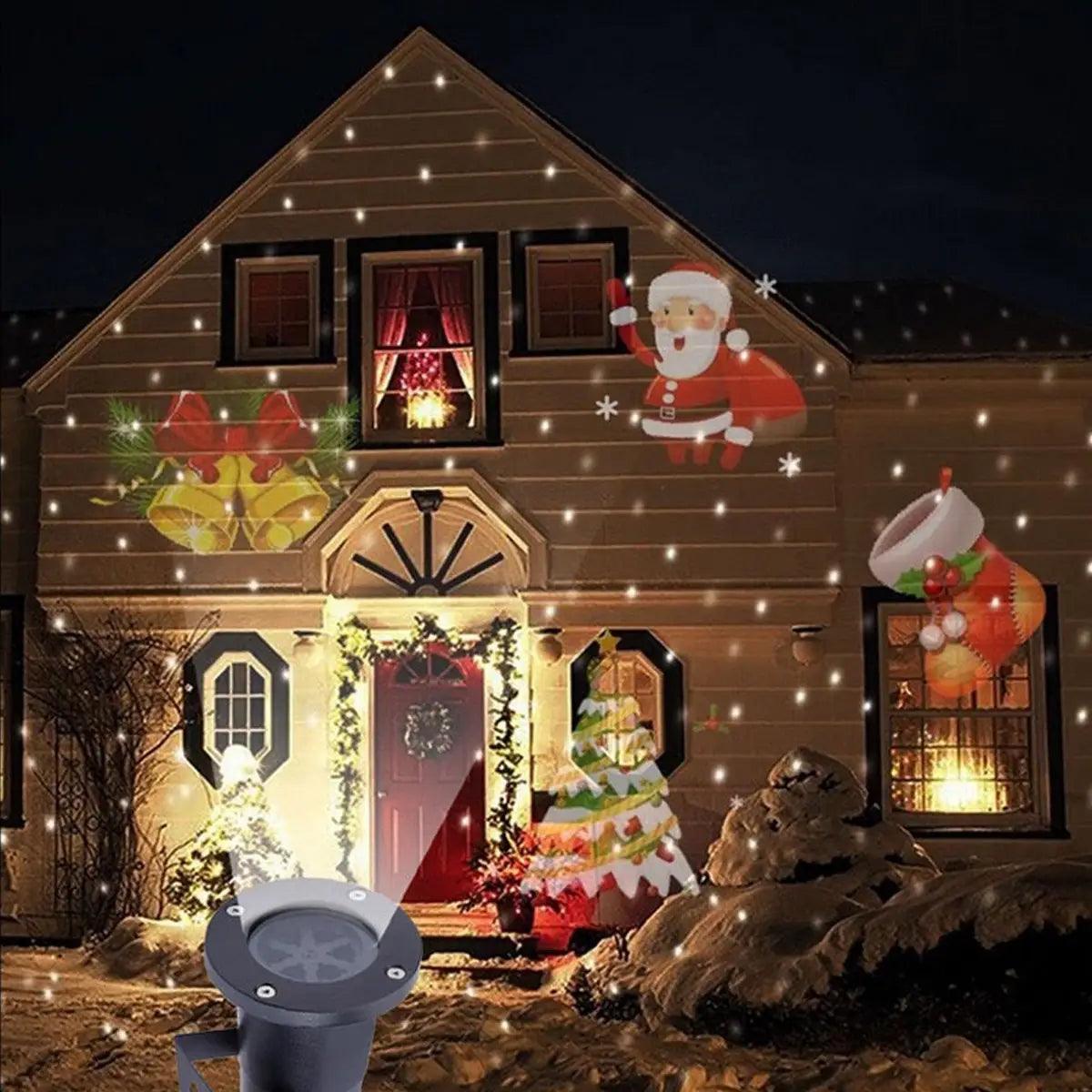 LED Christmas Projector Lamp - Solar Flame Torch