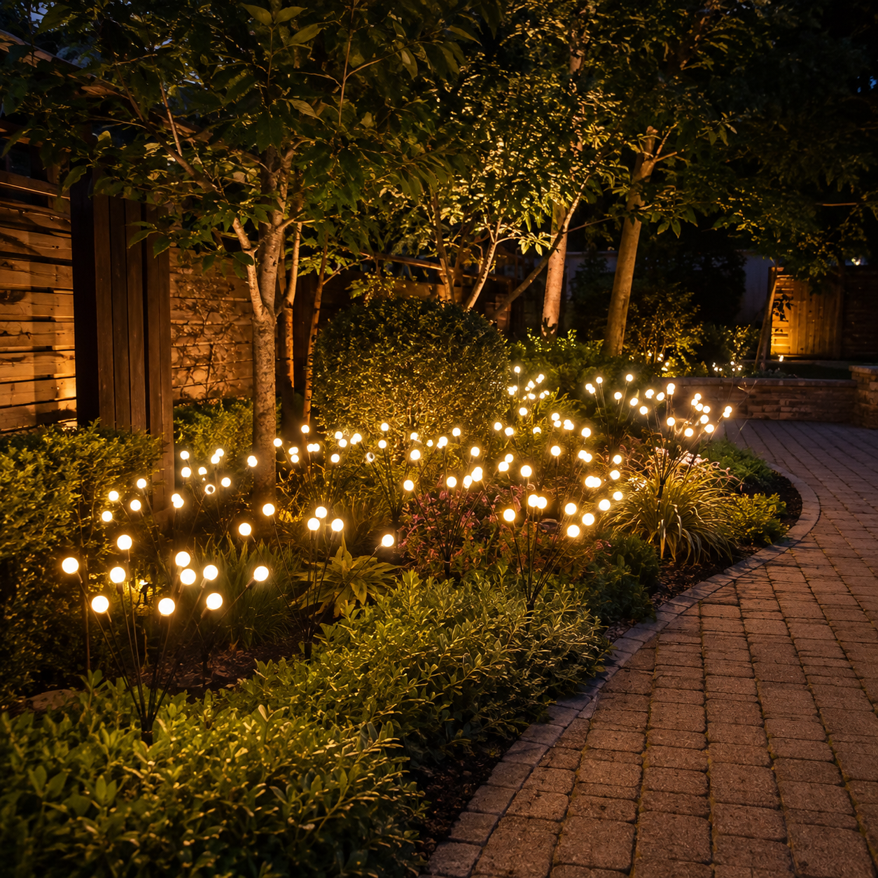 Pack Of 8 Solar Firefly Lawn Lights For Garden And Festival Decor
