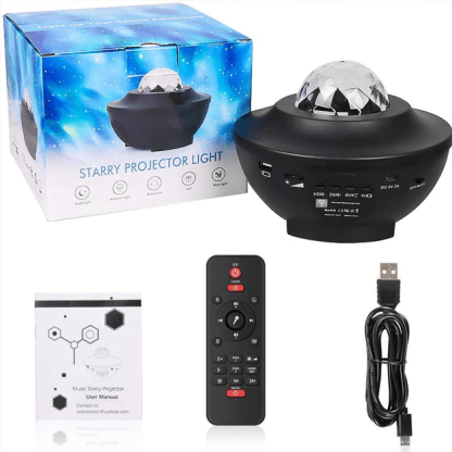 Starry Night Light Galaxy Projector With Bluetooth Speaker - Solar Flame Torch