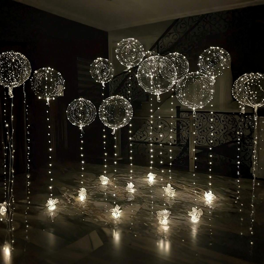 LED Balloon String Lights With Transparent Bobo Ball Design For Party