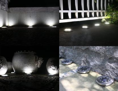Solar LED Pathway Disk Lights - Solar Flame Torch