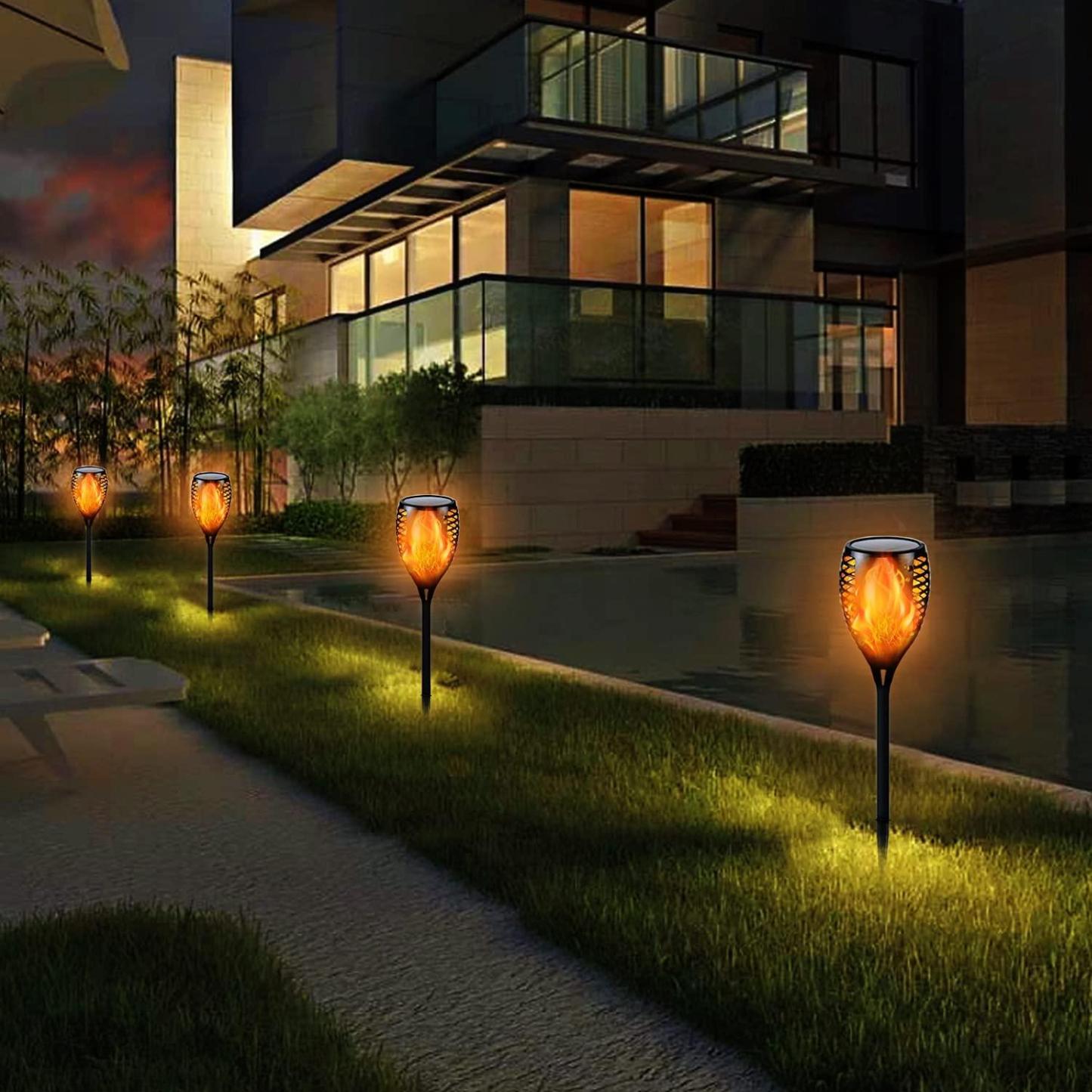 Solar Tiki Torches | Solar Torch Light Flickering Flame - Solar Flame Torch