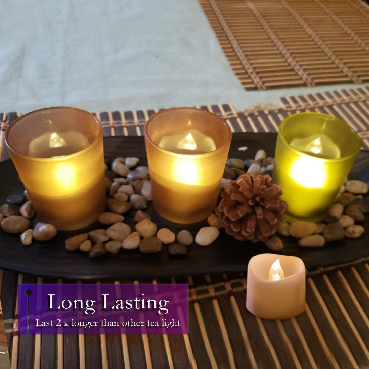 Realistic and Bright Flickering Bulb Battery Operated Flameless LED Tea Light for Seasonal & Festival Celebration - Solar Flame Torch