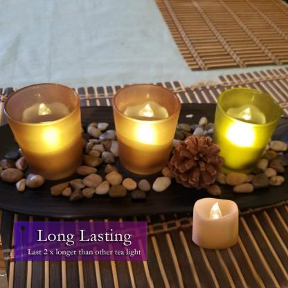 Realistic and Bright Flickering Bulb Battery Operated Flameless LED Tea Light for Seasonal & Festival Celebration - Solar Flame Torch