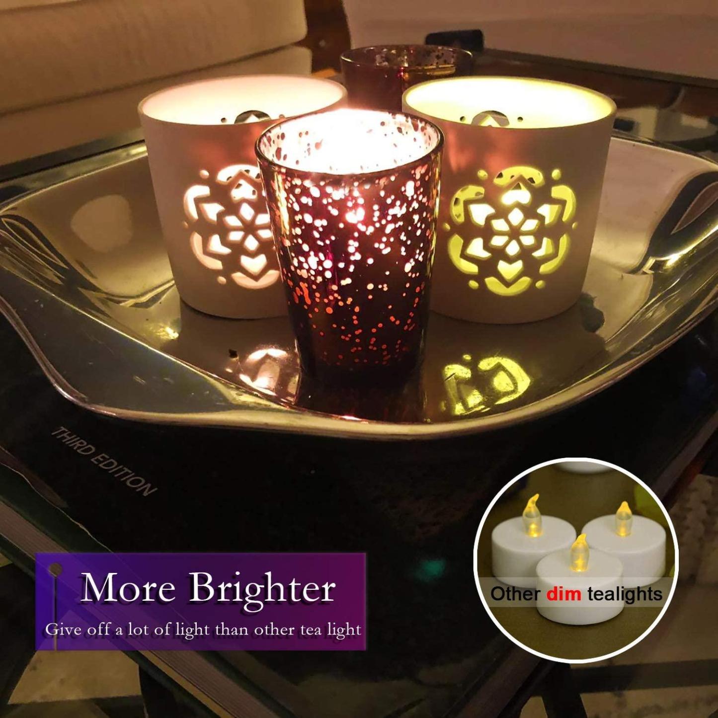 Realistic and Bright Flickering Bulb Battery Operated Flameless LED Tea Light for Seasonal & Festival Celebration - Solar Flame Torch