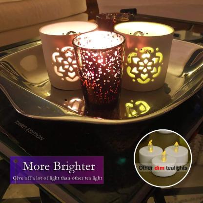 Realistic and Bright Flickering Bulb Battery Operated Flameless LED Tea Light for Seasonal & Festival Celebration - Solar Flame Torch