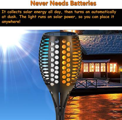 Solar Tiki Torches | Solar Torch Light Flickering Flame - Solar Flame Torch