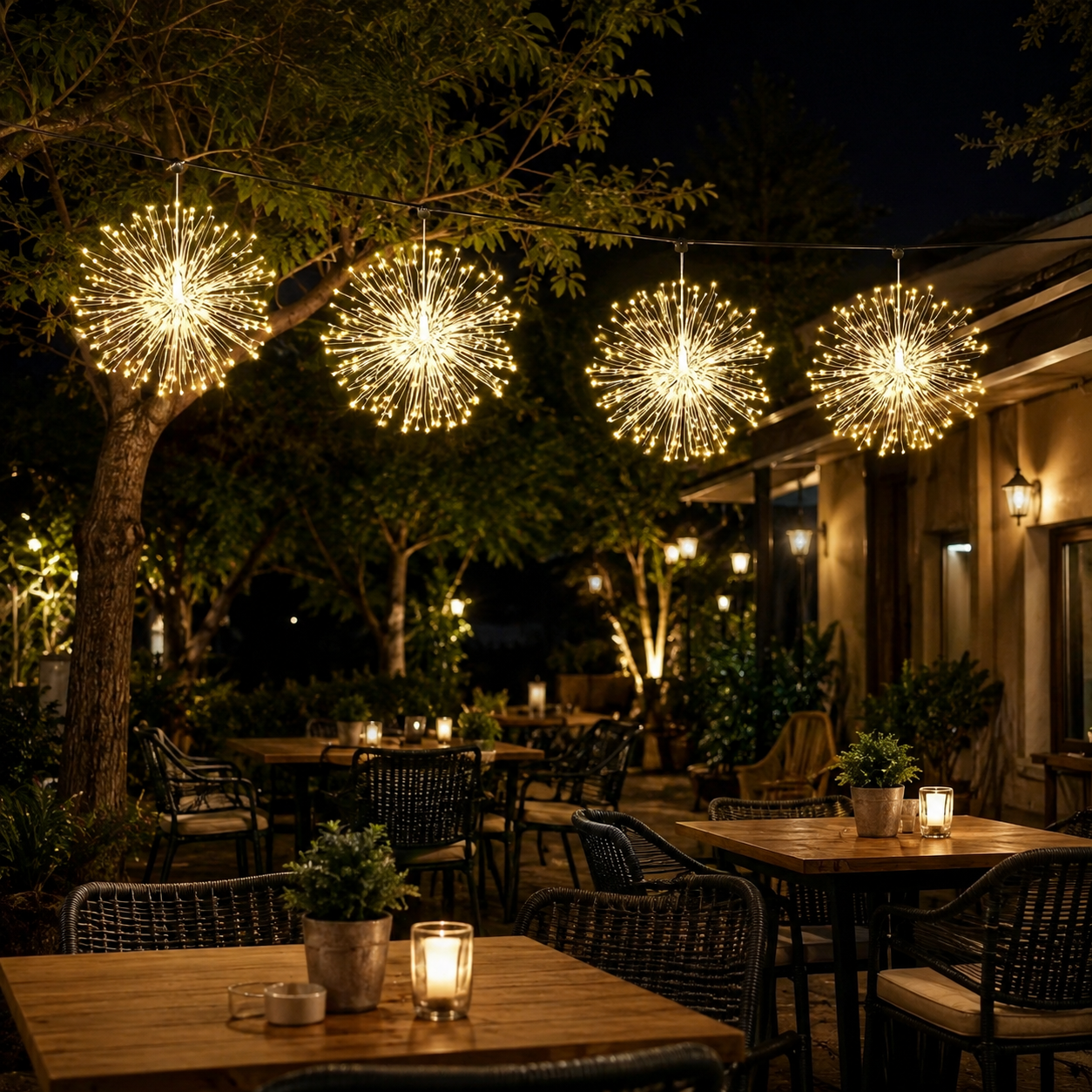 Solar Powered Hanging Firework Lights For Patio Garden And Trees