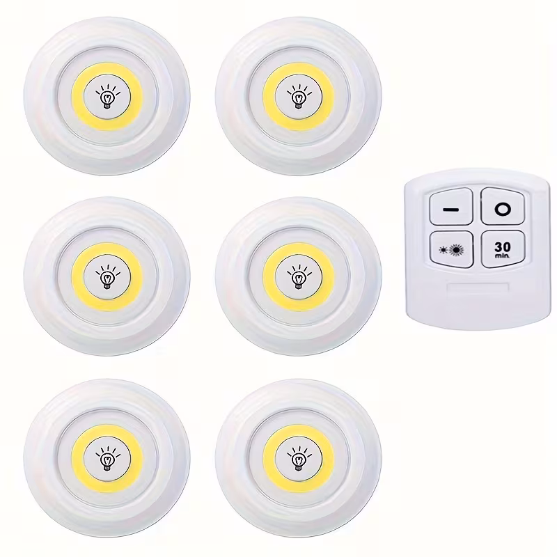 6pcs 3pcs smart wireless led under cabinet lights cob night light with remote control   wardrobe   6pcs white light 8