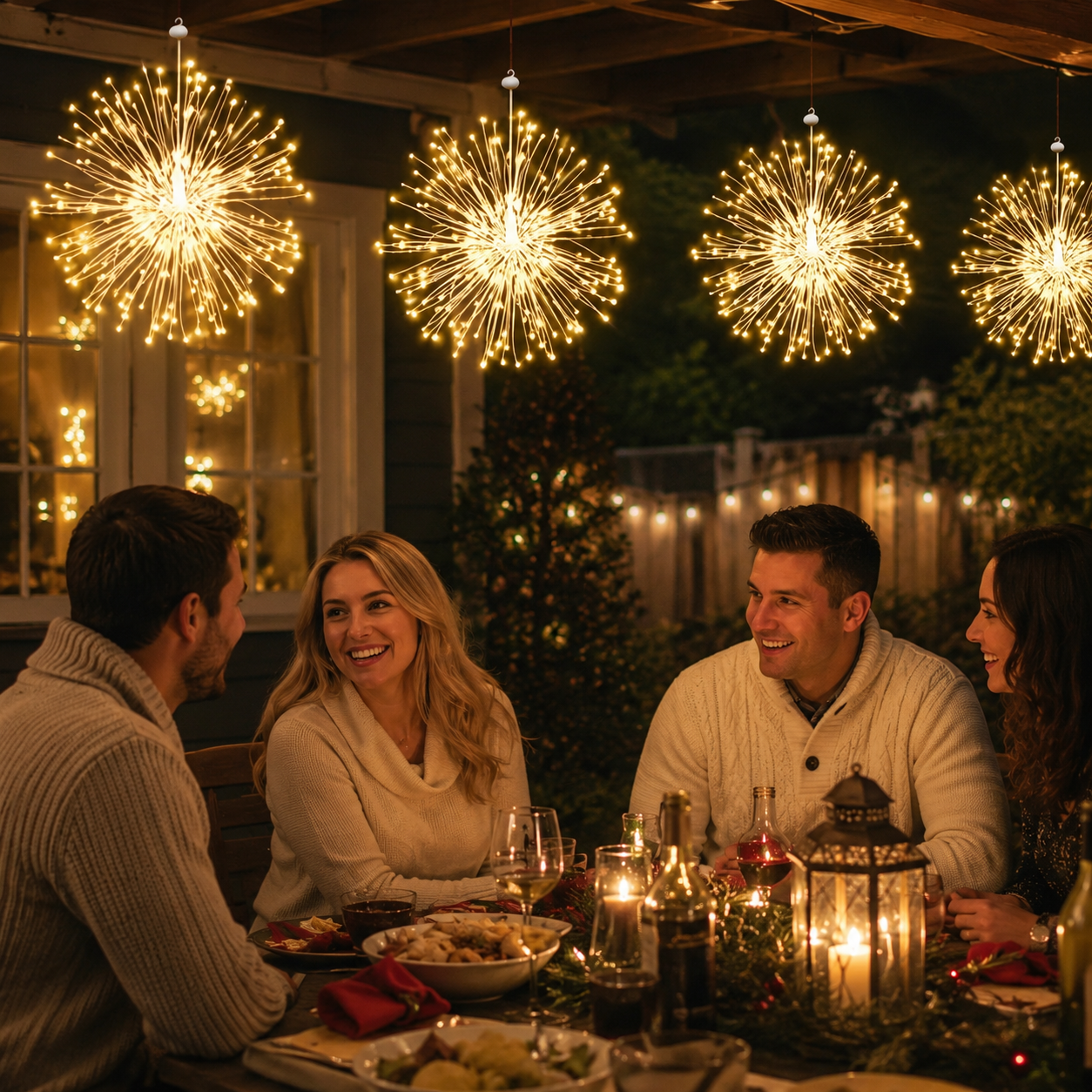 Solar Powered Hanging Firework Lights For Patio Garden And Trees