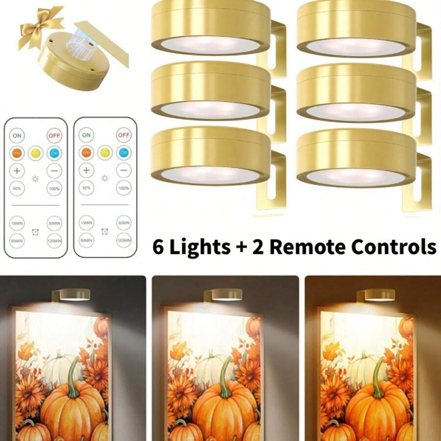 1/3/6pcs Led Wireless Metal Wall Art LED Picture Lights, Wall Lamp, Fairy Lights, Night Light, Book Light, Led Lights Picture Frame Artworking Portrait, Stairs, Corridors, Bedroom Decoration, Living Room,Party Decorations,Home Decor,Room Decor - Three Colors Of Light - View 19