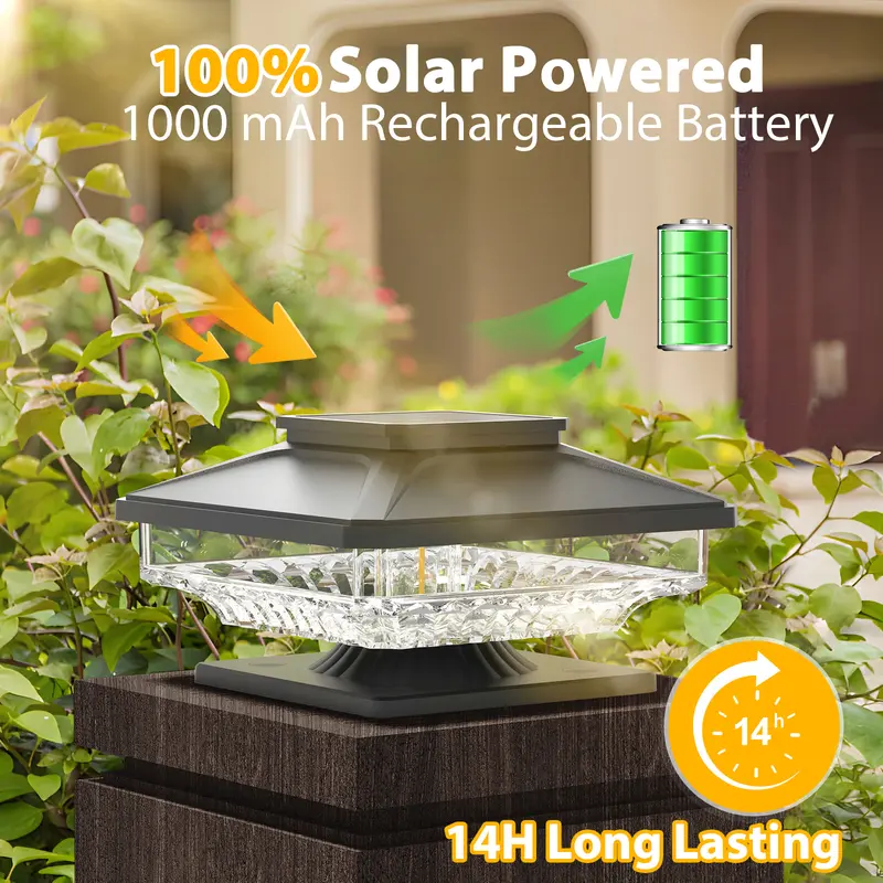 Solar Post Lights, Outdoor Decorative Post cap Light, Solar Powered white Shell Caps, Brightness Warm White LED Lighting for Fence Deck Patio,Wooden Posts 3