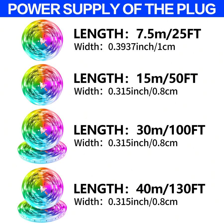25/50/100/130/200/260 Ft RGB LED Light Strip, Smart Light Strip, App And Remote Control, Christmas, Halloween Decoration, Suitable For Family And Friends Reunion, Bedroom, Party Decoration, Atmosphere Creation - multicolour - View 7