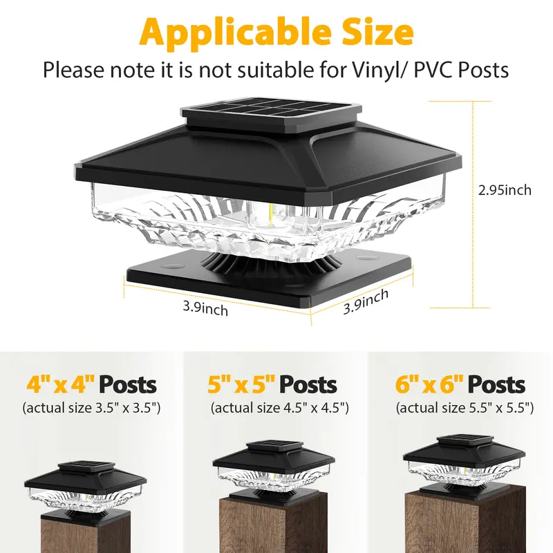 Solar Post Lights, Outdoor Decorative Post cap Light, Solar Powered white Shell Caps, Brightness Warm White LED Lighting for Fence Deck Patio,Wooden Posts 6