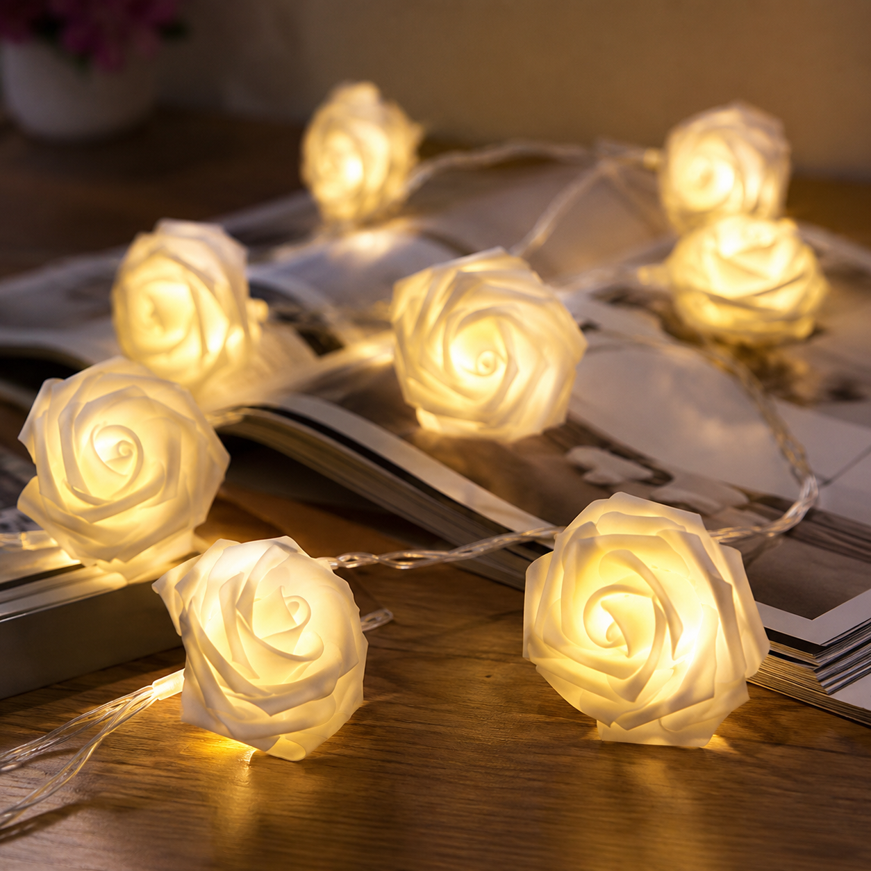 LED Rose String Lights For Wedding Garden And Room Decoration
