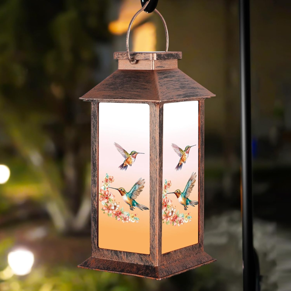 Waterproof Solar Lantern With Sunflower Butterfly Garden Decor