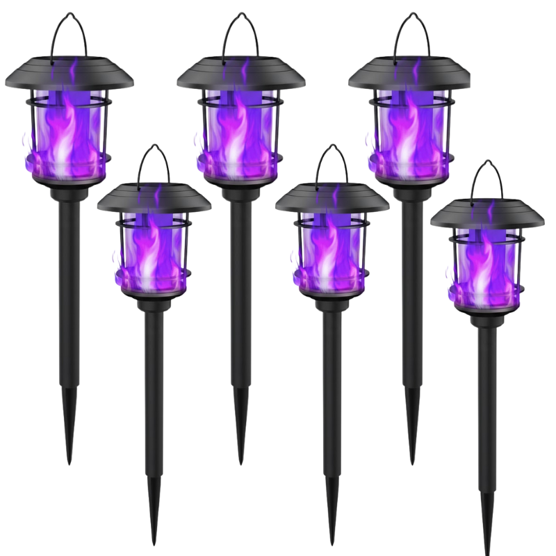 Pack Of 6 Christmas Solar Flame Lights For Outdoor Decorations