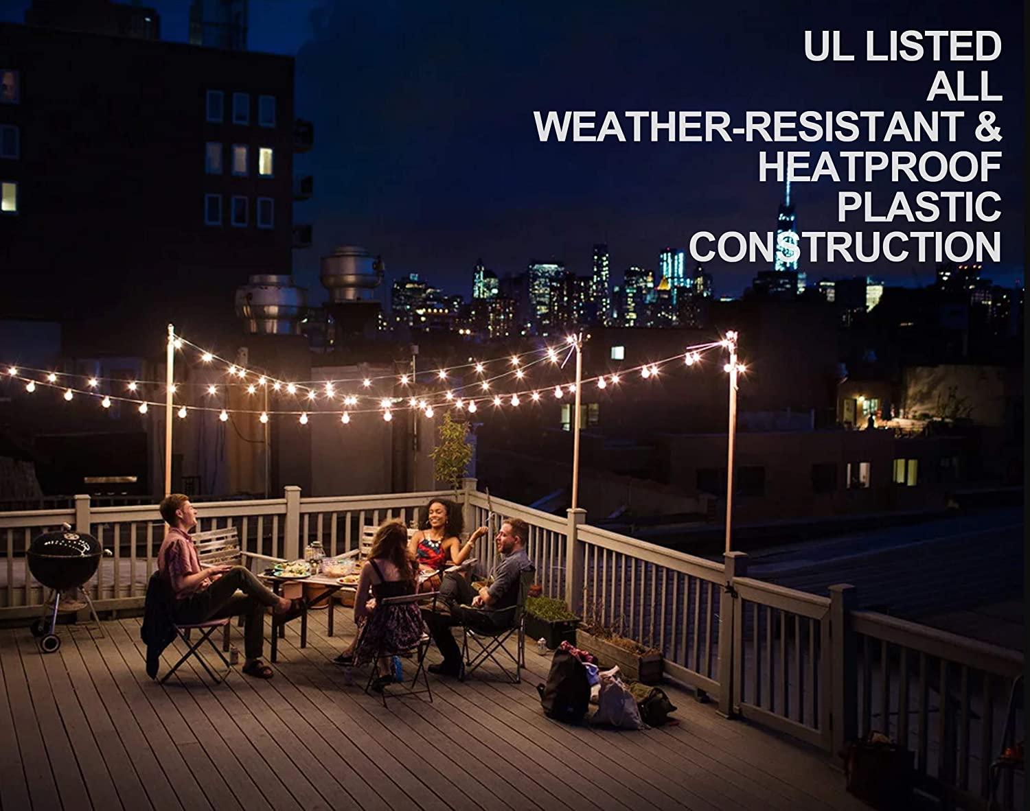 25FT Globe String Lights with Bulbs for Indoor/Outdoor Waterproof Connectable Hanging Lights for Backyard Porch Balcony Party Decor - Solar Flame Torch